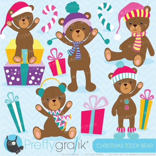 Download Christmas Teddy bear clipart  (commercial use, vector graphics) 