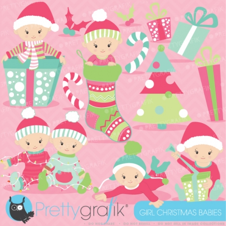 Christmas baby girl clipart 