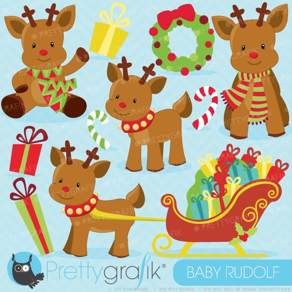 Download Christmas Reindeer clipart  (commercial use, vector graphics) 