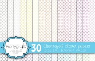 Quatrefoil clover digital paper 