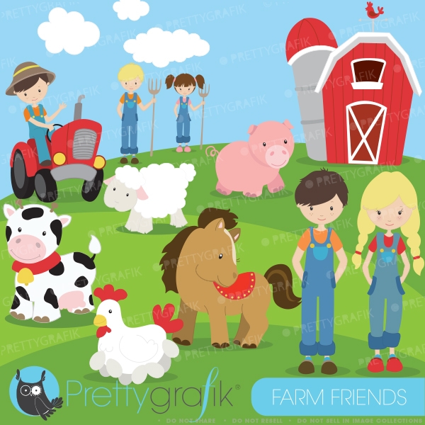 Download Farm animals and friends clipart (commercial use, vector graphics) 