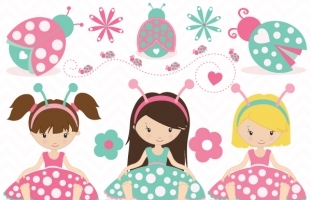 Pink ladybug clipart (commercial