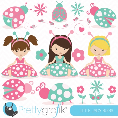 Pink ladybug clipart (commercial