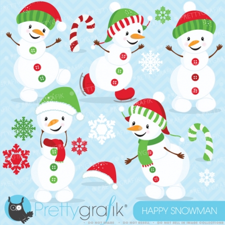 Happy Snowman clipart (commercial