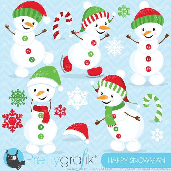 Download Happy Snowman clipart (commercial use, vector graphics) 