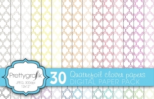 Quatrefoil clover digital paper 
