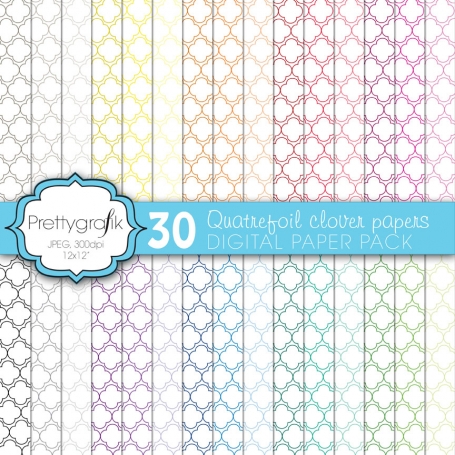 Quatrefoil clover digital paper 