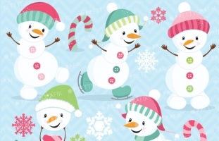 Happy PINK Snowman clipart 