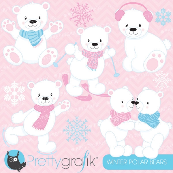 Download winter polar bears clipart (commercial use, vector graphics) 