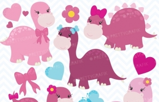 pink dinosaurs clipart 