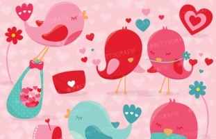 Valentine birds clipart
