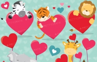  Valentine animals clipart