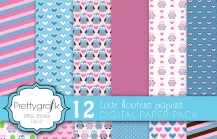 love owls digital paper 