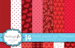  14 valentine heart digital paper