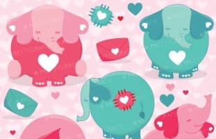Valentine elephants clipart