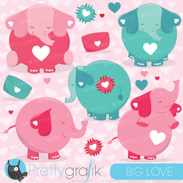 Download Valentine elephants clipart (commercial use) 