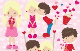 Valentine kids clipart (commercial