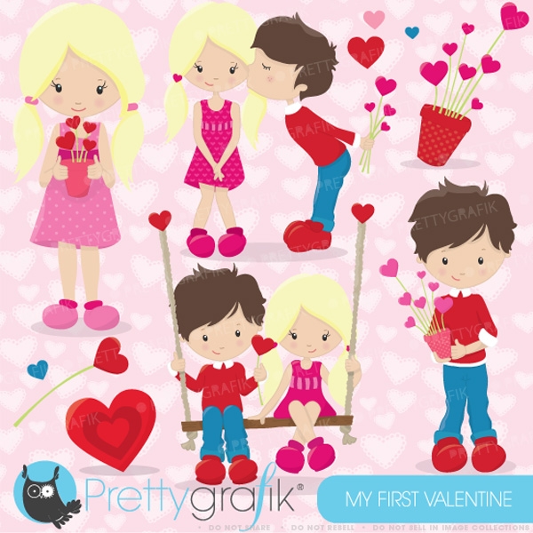 Download Valentine kids clipart (commercial use, vector graphics) 