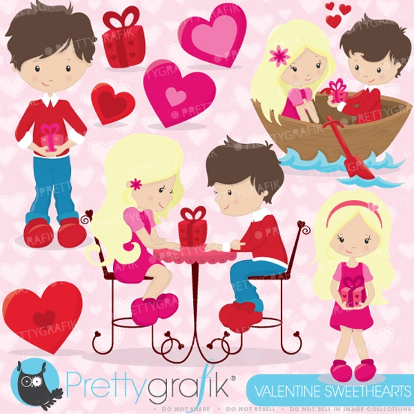 Download Valentine kids clipart (commercial use, vector graphics) 