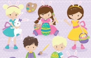 easter kids clipart  (commercial