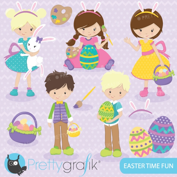 Download easter kids clipart  (commercial use, vector graphics) 