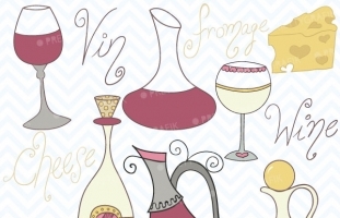 Wine and cheese clipart 