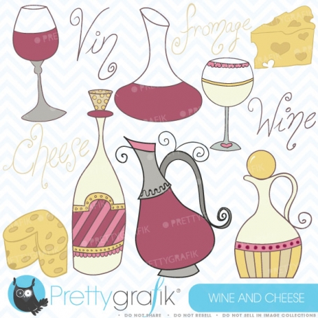 Wine and cheese clipart 