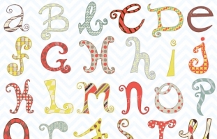 Retro alphabet clipart (commercial