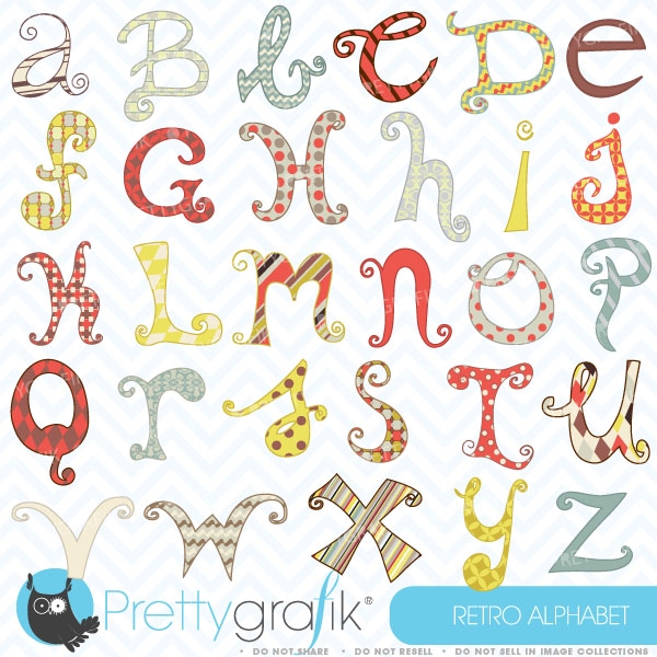 Download Retro alphabet clipart (commercial use, vector graphics) 