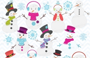 snowman clipart (commercial use,