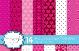 14 valentine heart digital paper 