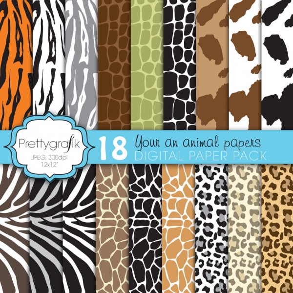 Download animal print digital paper (commercial use, scrapbook papers) 