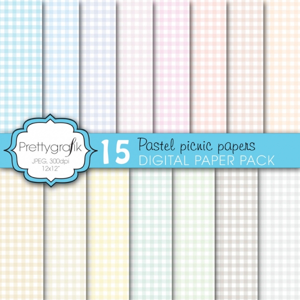 Download gingham picnic pattern digital paper  (commercial use) 