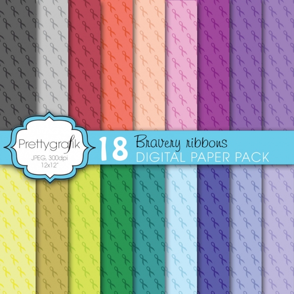 Download cancer ribbon digital paper (commercial use, scrapbook papers) 