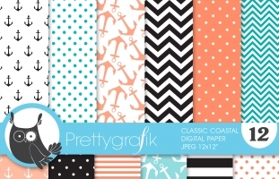 Classic coastal digital paper,