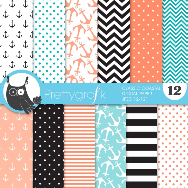 Download Classic coastal digital paper, commercial use, scrapbook papers, PS628 