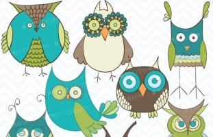 green owl clipart (commercial use,