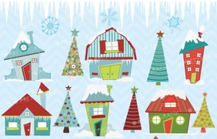 christmas house clipart