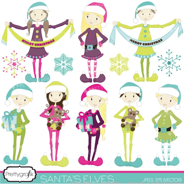 christmas elves clipart (commercial use, vector graphics) - Graphics