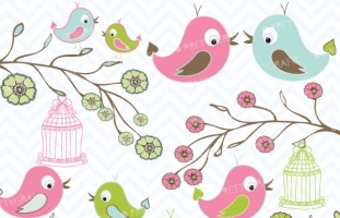 Birds and Flowers clipart