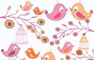 Birds and Flowers clipart