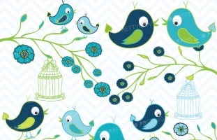 Birds and Flowers clipart