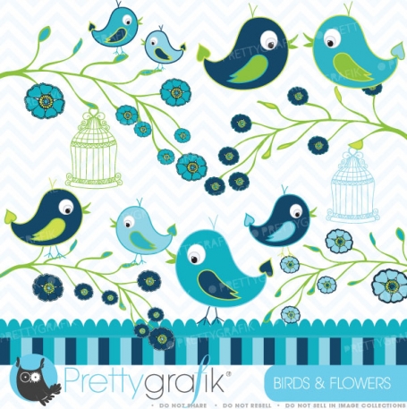 Birds and Flowers clipart