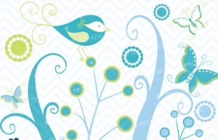 birds and trees clipart