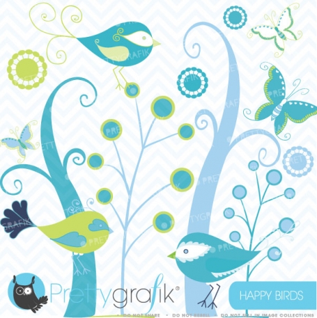 birds and trees clipart