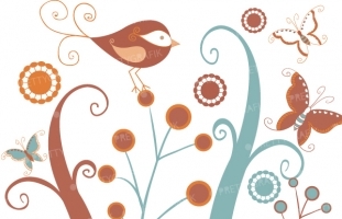 birds and trees clipart