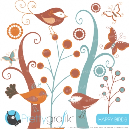 birds and trees clipart