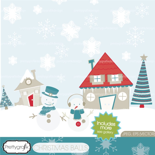 Download Holiday christmas scene clipart (commercial use, vector graphics) 