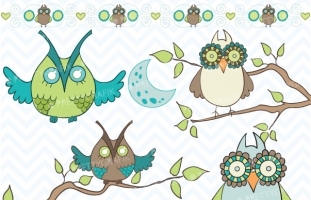 Owl clipart (commercial use,