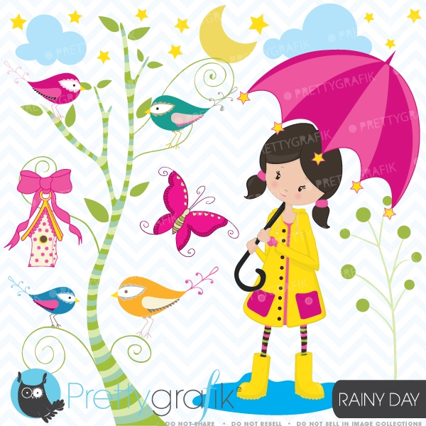 Download Little girl in the rain clipart commercial use, vector graphics, CL441 